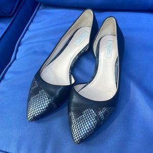 Cole Haan Black Grand OS Leather Snakeskin Flats Size 7